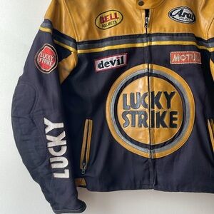 Jackets & Coats | Vintage Lucky Strike Leather Motorcycle Moto Jacket ...